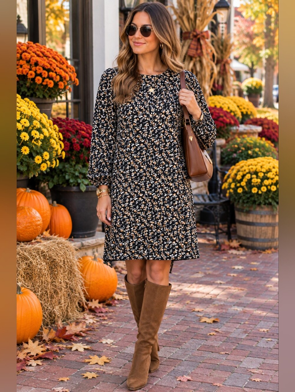 Zara Black Floral Long Sleeve Dress